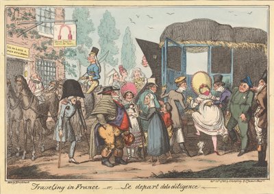 Reizen in Frankrijk -of, -Het vertrek van de diligence door George Cruikshank