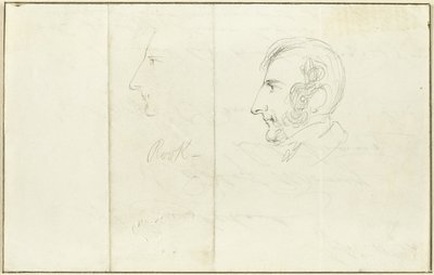 Twee zelfportretten in profiel door George Cruikshank