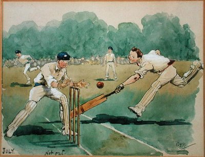 De maand juli: Cricket door George Derville Rowlandson