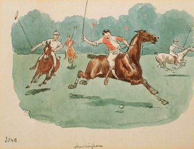 De maand juni: Polo door George Derville Rowlandson