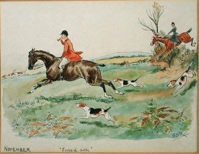 De maand november: Jacht door George Derville Rowlandson