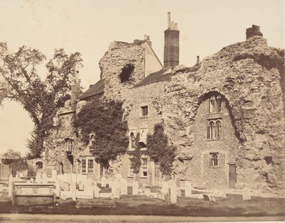 Resten van de abdijkerk, Bury St. Edmunds, 1857 door George Downes