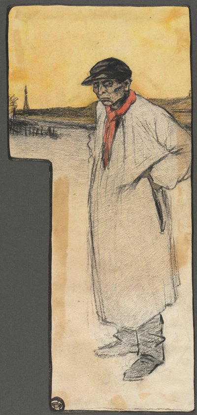 Ontwerp voor een boekillustratie, staande mannelijke figuur door George Dupuis