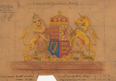 Ontwerpen uitgevoerd voor Jones en Willis, metaal- en houtbewerkers en kerkmeubelfabrikanten van Birmingham en Londen door George Edmund Street