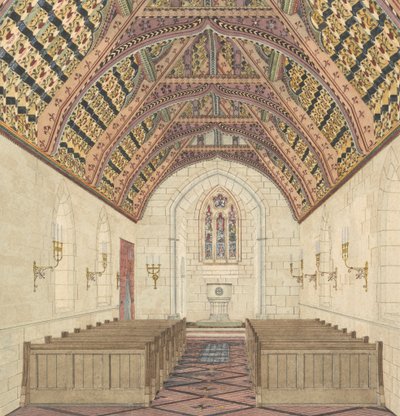 Perspectief voor een kerkinterieur door George Edmund Street