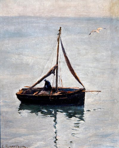 Netten repareren, ca. 1910 door George Edward Robertson
