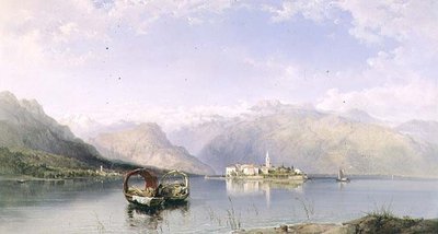 Isola Pescatori vanaf Isola Bella aan het Lago Maggiore door George Edwards Hering