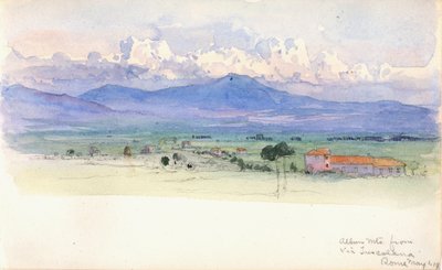 Alban-gebergte vanaf Via Tuscolana, Rome door George Elbert Burr