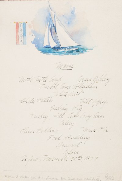 Menu voor Amerikaans diner, Oxford door George Elbert Burr