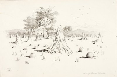 Zonder titel (Oogstscène) door George Elbert Burr