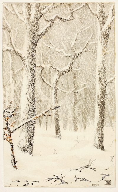 Zonder titel (Bomen in sneeuw) door George Elbert Burr