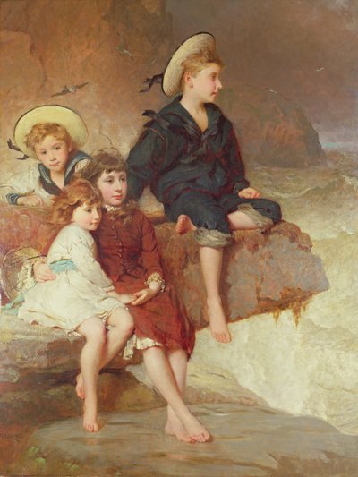 De kinderen van Sir Hussey Vivian aan zee door George Elgar Hicks