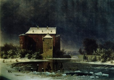 Spookhuis in de sneeuw, 1848 door George Emil Libert