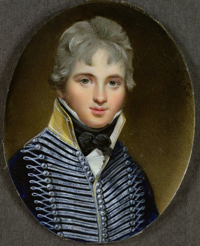 Miniatuur van William Howe de Lancey (d.1815), Cornet in 17th Light Dragoons en was aide de camp van Wellington, 1807 door George Engleheart