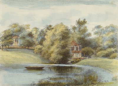 Chinese Tempel en Tempel van Eolus, Kew Gardens, plaat 16 uit Kew Gardens: Een Serie van Vierentwintig Tekeningen op Steen, gegraveerd door Charles Hullmandel (1789-1850) gepubliceerd 1820 door George Ernest after Papendiek