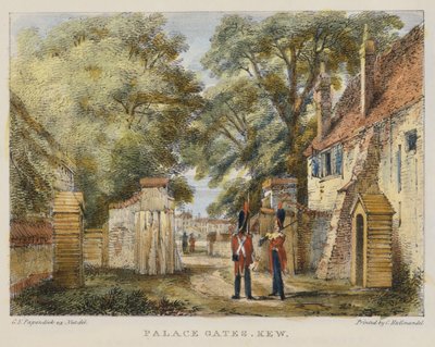 Paleispoorten, Kew, plaat 3 uit Kew Gardens: Een Serie van Vierentwintig Tekeningen op Steen, gegraveerd door Charles Hullmandel (1789-1850) gepubliceerd 1820 door George Ernest after Papendiek