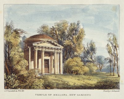 Tempel van Bellona, Kew Gardens, plaat 24 uit Kew Gardens: Een Serie van Vierentwintig Tekeningen op Steen, gegraveerd door Charles Hullmandel (1789-1850) gepubliceerd 1820 door George Ernest after Papendiek