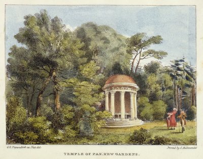 Tempel van Pan, Kew Gardens, plaat 12 uit Kew Gardens: Een Serie van Vierentwintig Tekeningen op Steen, gegraveerd door Charles Hullmandel (1789-1850) gepubliceerd 1820 door George Ernest after Papendiek