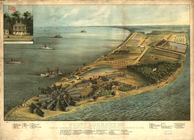 Point Lookout, Md. Uitzicht op Hammond Genl. Ziekenhuis & U.S. genl. depot voor krijgsgevangenen door George Everett