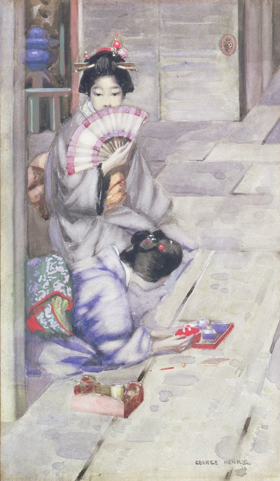 Geisha Drinkt Thee door George F. Henry