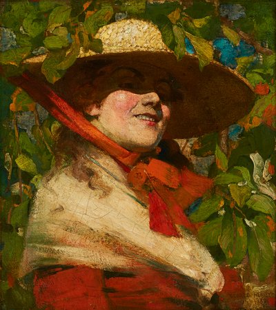 Meisje Met Strohoed door George F. Henry