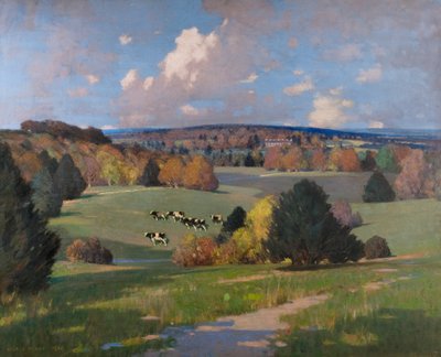 Sussex Landschap met Vee door George F. Henry