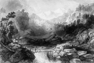 Oversteek door een Sangha, nabij Jumnootree, 1838 door George Francis White