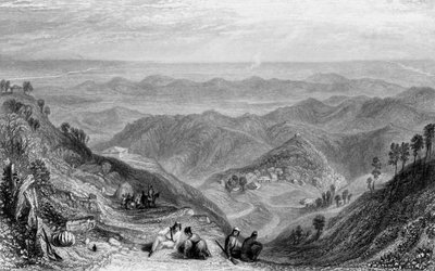 Mussooree en de Dhoon, vanaf Landour door George Francis White