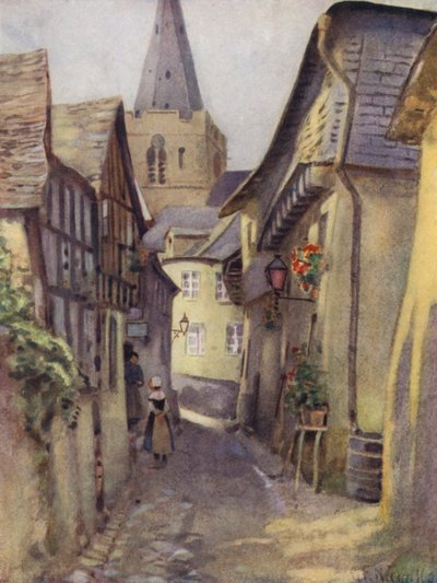 Een Oude Straat in St Goar door George Franck Nicholls