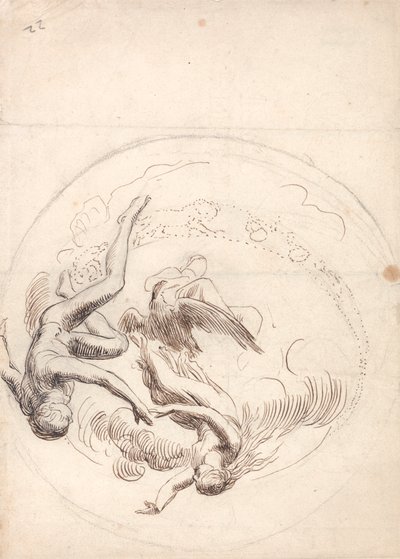 Studie voor een cirkelvormige plafonddecoratie door George Frederic Watts
