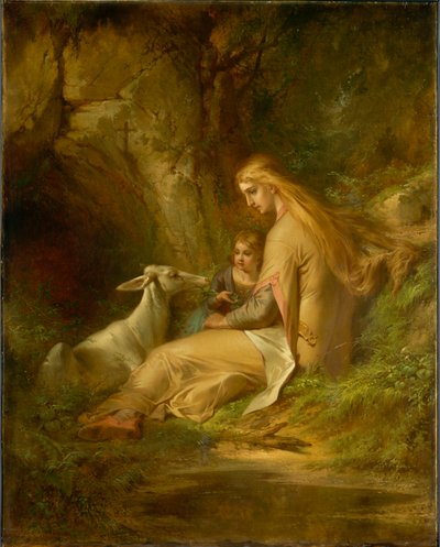 Sint Genoveva van Brabant in het bos, 1860s door George Frederick Bensell