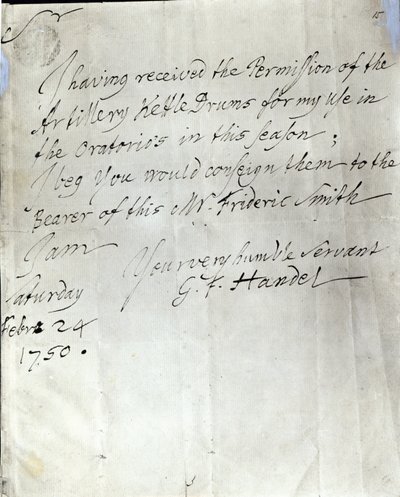 Brief van George Frederick Handel gedateerd 24 februari 1750 door George Frederick Handel