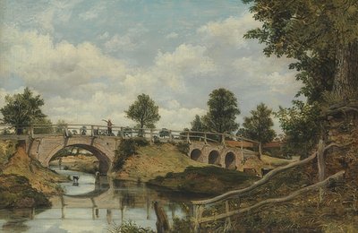 Een oude brug bij Hendon, Middlesex door George Frederick Watts