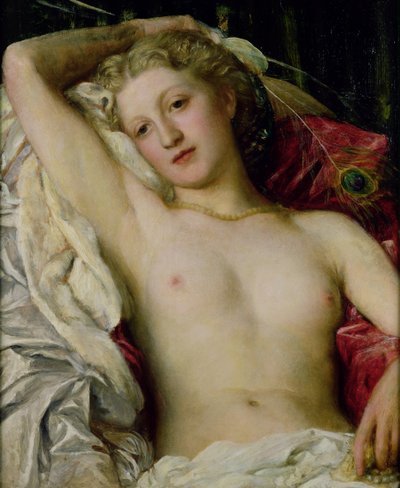 Meisje met pauwenwaaier door George Frederick Watts