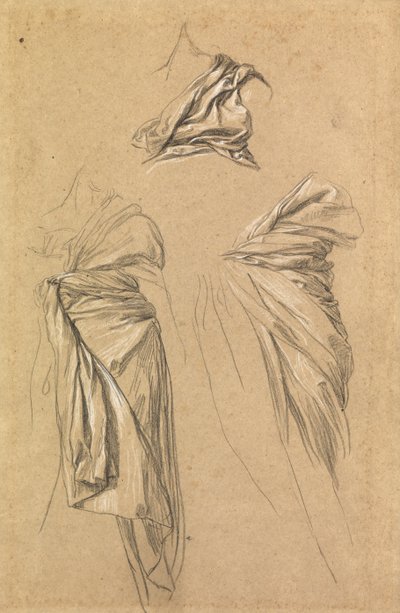 Studies van draperie voor de figuur van de Dood in "Tijd, Dood en Oordeel", 1865-66 door George Frederick Watts