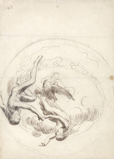 Studie voor een cirkelvormige plafonddecoratie door George Frederick Watts