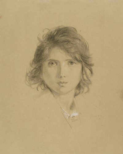 Studie voor het hoofd van een jongen in Boeren van de Campagne tijdens de Oogst, ca. 1860 door George Frederick Watts