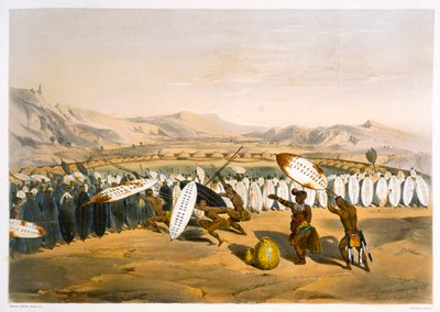 Umpanda beoordeelt zijn troepen bij Nonduengi, 1849 door George French Angas