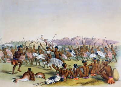 Zulu Jachtdans bij de Engooi Bergen, 1849 door George French Angas