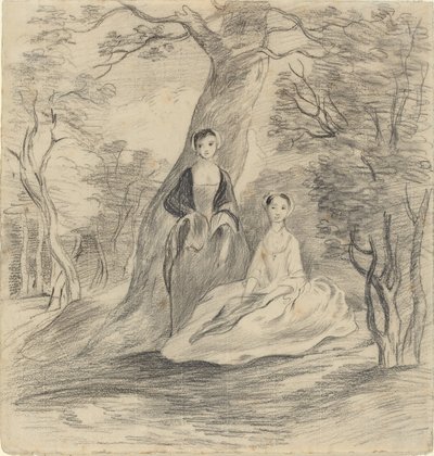 Twee meisjes in een landschap door George Frost