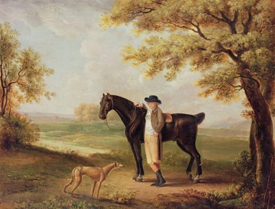 Paard, ruiter en windhond door George Garrard
