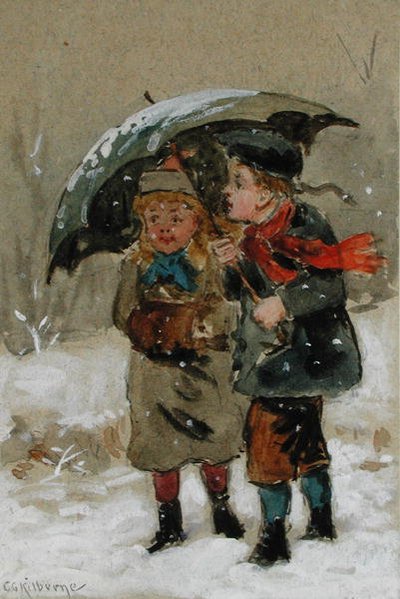 Kinderen spelen in de sneeuw door George Goodwin Kilburne