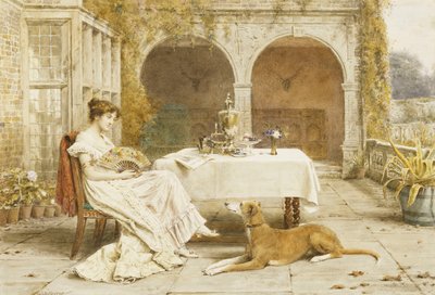 Trouwe vriend tijdens theetijd door George Goodwin Kilburne