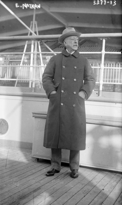 Ernesto Nathan, op de oceaanstomer America van Italië naar New York, 1915 door George Grantham Bain