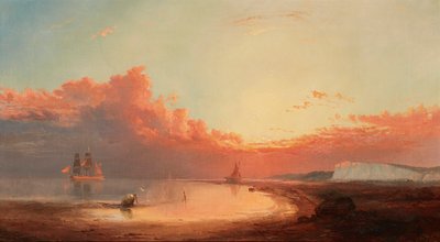 Schepen voor de Engelse kust, zonsondergang door George Gregory