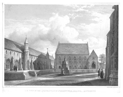 Z.W. Uitzicht in de Binnenplaats van St. Augustines College, Canterbury door George Hawkins