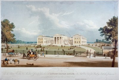Zuidwestelijk uitzicht op het London Orphan Asylum in Lower Clapton, Hackney, Londen door George Hawkins