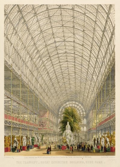 Transept van het Crystal Palace, uitgegeven door Day en Son en Ackermann en Co. door George Hawkins