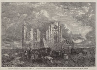 Whitby Abbey, vanuit het kerkhof, in de tentoonstelling van de Society of Painters in Water Colours door George Haydock Dodgson