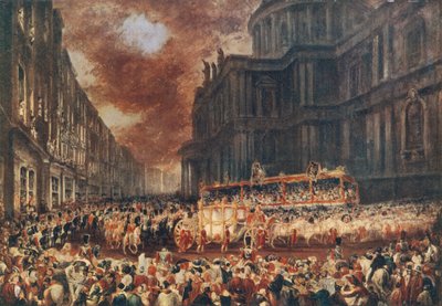 Eerste staatsbezoek van koningin Victoria aan de stad Londen, 1837 door George Hayter